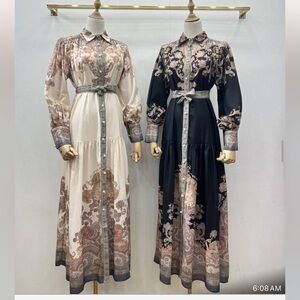 NWT Beige Elegant Floral Long Sleeve Dresses SIZE XXL